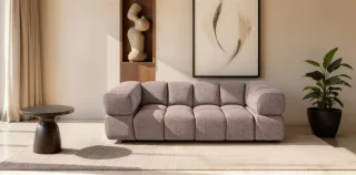 Sofa Designersofa BLANCHE 3-Sitzer in Stoff Puente Aubergine