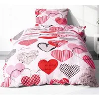 Heubergshop Bettwäsche, Renforcé, 2 teilig, 135x200cm + 80x80cm - Love Liebe Herzen Baumwolle (621/1 Renforce)