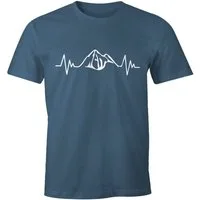 MoonWorks Print-Shirt Herzschlag Berge Herren T-Shirt Heartbeat Mountain Moonworks® mit Print