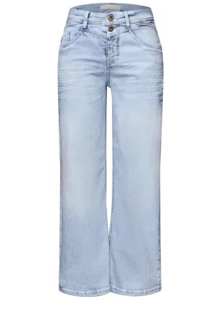 Street One - 7/8 Wide Leg Jeans im Loose Fit bleached random wash - Gr. - 7