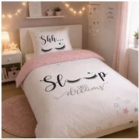 Familando Bettwäsche Sterne Sweet Dreams 135x200 80x80cm 100% Baumwolle Reißveschluss, Renforcé, 2 teilig, für Kinder und Erwachsene im Bohemian Boho Style Rosa