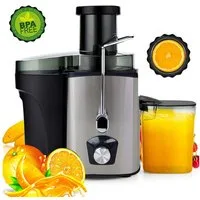 ibettertec Entsafter Entsafter für Obst und Gemüse, Entsafter aus Edelstahl, 600,00 W, elektrische Saftpresse,75mm Füllöffnung und 3 Geschwindigkeiten