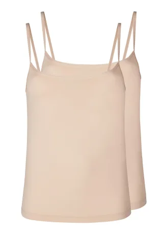 SKINY - Skiny Damen Spaghettishirt 2er Pack Micro Advantage beige - Gr. - 40