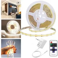 Jibenhome LED Stripe COB-LED-Lichtstreifen 5M 1600 LEDs Lichtleiste, Dimmbar, mit Netzteil, mit Fernbedienung, Kann geschnitten werden