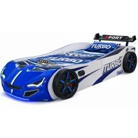 Coemo Autobett GTE (1-tlg., Komplett-Set Bett und Lattenrost), Blau Autobett Rennwagen GTE mit Lattenrost Beleuchtung Motorgeräusche