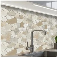 KitchenYeah Küchenrückwand Muster selbstklebend (keine Folie) Mosaik - Steine - Beige, (1-tlg), Spritzschutz, Küche, Rückwand, Küchenwand, Küchenfront, 30x20 cm