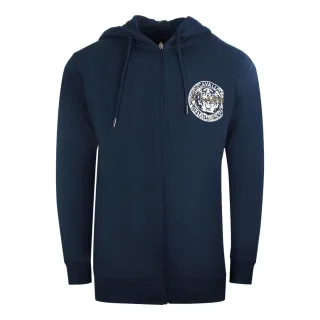 Marineblauer Kapuzenpullover mit Reissverschluss von Cavalli Class mit grossem Kreisdesign