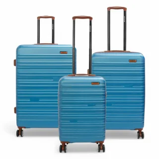 Erweiterbarer blauer Hartschalenkoffer aus ABS mit 8 Rollen, robuster Reisekoffer, Urlaubsgepäck