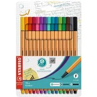 STABILO Fineliner point 88, (15-tlg), mit wasserbasierter Tinte ohne Metallanteile