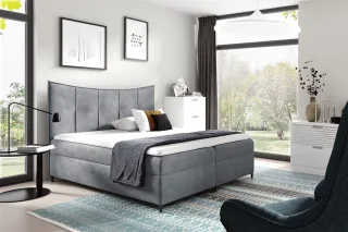 Boxspringbett Schlafzimmerbett FABIEN 160x200cm Grau inkl. Bettkasten