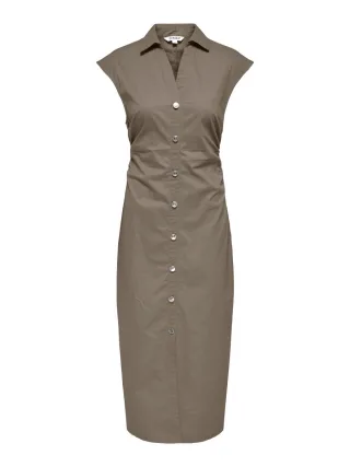 ONLY - Tailliertes Hemdblusenkleid in Midilänge mit Knopfleiste grau - Gr. - M