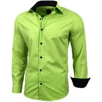 Baxboy Langarmhemd Kentkragen Businesshemd Slim Fit Hemd mit farblich abgesetzten B-444