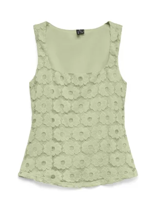 VERO MODA - VMJANELLE SL SQUARE NECK TOP JRS Fog Green - Gr. - S