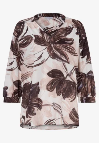 MORE & MORE - Bluse mit Blumendruck braun - Gr. - 38