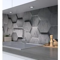 MyMaxxi Küchenrückwand Küchenrückwand selbstklebend Abstrakte Sechsecke 3D Spritzschutz Folie, (Klebefolie passend geschnitten und gerollt B 220 cm x H 60 cm), Hexagon silber B 220 cm x H 60 cm