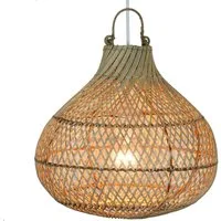 Casa Moro Deckenleuchte Rattan Lampe Natur – Hängelampe & Deckenlampe Ø 30 x H 35 cm, ohne Leuchtmittel, E27, Pendelleuchte, Geflochten, Esszimmer, Wohnzimmer, Schlafzimmer