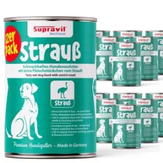 Supravit Hundenassfutter 12 x 410g Strauß