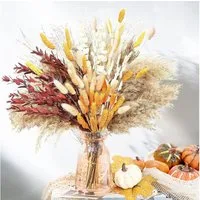 Trockenblume Pampasgras Getrocknet 100 Stück Natürliche Trockenblumen, Boho Dekor, ibettertec, Höhe 43 cm, DIY Trockene Blüten Strauß for Boho Wohnzimmer-Schlafzimmer-und Vasen