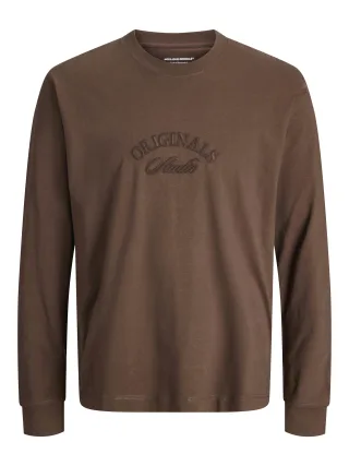 JACK&JONES - JORBLEECKER BRANDING TEE LS CN deep mahogany - Gr. - S