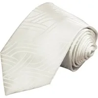 Paul Malone Krawatte Herren Hochzeitskrawatte gestreift - Mikrofaser - Bräutigam Breit (8cm), ivory V25