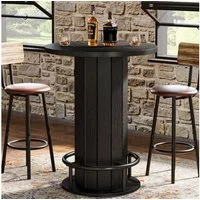 Tribesigns Bartisch 100 cm Stehtisch, Bistrotisch mit Fußstütze, Küchentisch, für Kneipe