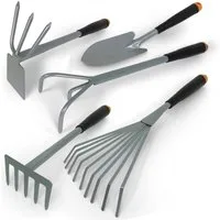 Gravidus Gartenpflege-Set 5-tlg. Gartenwerkzeug Set Harke Hacke Kralle Stahl