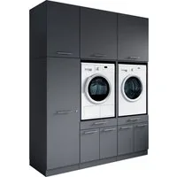 Laundreezy Mehrzweckschrank-Set Laundreezy, 6-tlg. Mehrzweckschrank-Set B/H/T 186/238/68 cm, (6-St), Breite 186 cm, Soft-Close-Funktion, höhenverstellbare Füße