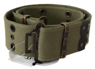 Ermanno Scervino Ceinture verte 100% coton à boucle bronze rustique pour femme