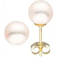 JOBO Paar Ohrstecker, 333 Gold mit Süßwasser-Zuchtperlen 6,5 mm