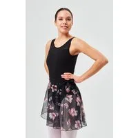 tanzmuster Wickelrock Damen Ballett Wickelrock Karlotta schwarz und schwarz/geblümt