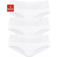 Vivance Slip (3er-Pack) aus elastischer Baumwolle mit floraler Spitze