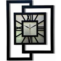 ORNAMENTI Wanduhr Grosse, moderne, geometrisch, Holz, hingucker, Loft, Rechteck (römisch, römische Ziffern, ohne Ticken, Wanddeko)