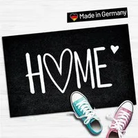 WELLMODA Fußmatte Home Motiv I Modernes Design I rutschfest, pflegeleicht, waschbar, rechteckig, Höhe: 6 mm