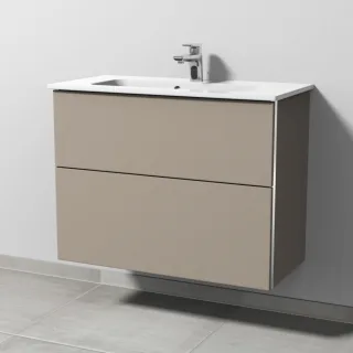 Sanipa 3way Waschtischunterbau zu Duravit ME by Starck Waschtisch mit 2 Auszügen, Sandgrau-Matt BS72367