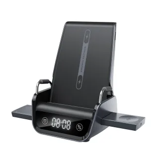 K11 15W 4-in-1 Desktop Wireless Charger with Phone Bracket & Timing Display Function Fast Wireless Charging Stand for Sm