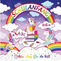 Serviettenshop Papierserviette 20 Servietten Einhorn zum Schulanfang 33x33cm, (20 St)