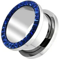 Taffstyle Plug Ohr Tunnel Piercing Kristallen Epoxy Schutzschicht Chirurgenstahl (Flesh Tunnel mit Ferido Kristallen und Epoxy Schutzschicht mit Schraubverschluss)