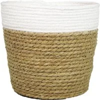 INNA-Glas Übertopf Pflanztopf Dominga, weiß-beige, 18cm, Ø20,5cm