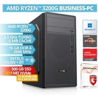 BRAINZAP Office/Home/Desktop PC Business-PC (AMD Ryzen 3 3200G, 16 GB RAM, 500 GB SSD, Luftkühlung, NVMe SSD, Windows 11, G DATA Internet Security, TPM 2.0, SecureBoot)