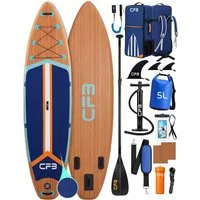 CFB SUP-Board XL 335x86x15 cm, extra breites Stand Up Paddle Board, aufblasbares iSUP, (Komplett-Set, mit Paddel, Pumpe, Rucksack, Leash, Dry Bag, Handyhülle & Schultergurt), 200 kg Traglast, für Anfänger & Erwachsene
