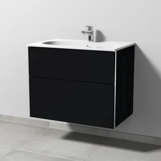 Sanipa 3way Waschtischunterbau zu Geberit Acanto Slim Waschtisch mit 2 Auszügen, Schwarz-Matt BS41108