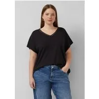 QS Sweatshirt T-Shirt Modalmixshirt mit Spitzenblende