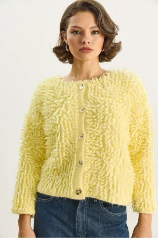 Strukturierter Knopf-Cardigan