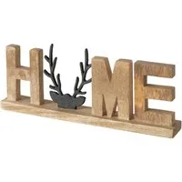 MF Deko-Schriftzug Vilbert Schriftzug Home mit Hirschkopf – Natur & Schwarz (1 St)