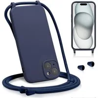 CoolGadget Handyhülle Premium Handyhülle mit verstellbarer Handykette für iPhone 15, Hülle zum Umhängen Kette inkl. 2x Displayschutzfolie aus Glas