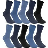 sockenkauf24 Gesundheitssocken 10 Paar Damen & Herren Socken 100% Baumwolle ohne Gummidruck (4 x Navy + 4 x Jeans + 2 x Schwarz, 47-50) und ohne Naht - 10600