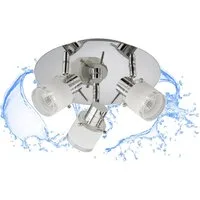 TRANGO LED Deckenstrahler, 3-flammig 1006-38R IP44 LED Badleuchte inkl. 3x 3 Watt GU10 LED Leuchtmittel *RONNY* Bad Deckenleuchte mit Glaslampenschirm in Chrom-Optik Rondell, Spots schwenkbar & drehbar