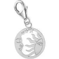 Goldene Hufeisen Charm Sonne Sonne Mond Sterne Karabiner Charm Anhänger 925 Silber (inkl. Etui), für Gliederarmband oder Halskette