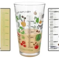 MamboCat Glas Organic Gemüse Trinkglas mit Skala Messbecher 0,3L Milliliter Gramm, Glas