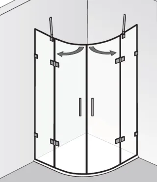 HSK Atelier Plan Pur AP.243 Runddusche 4-teilig, 2 Drehtüren AP.243